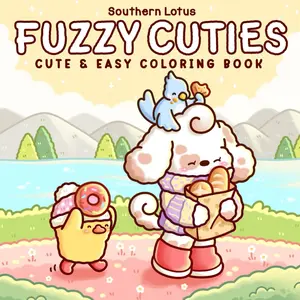 Fuzzy Cuties Coloring Book for Adults & Teens – Cute Cozy Animals & Easy Designs for Relaxation & Stress Relief