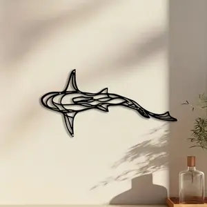 1pc Shark Metal Wall Art, Shark Pendant, Perfect for Garden Wall, Summer Decor, Ideal Gift for Collectors, Salt-Resistant Metal, Modern Art Design, Home Decor Accessory, Hanging Wall Art