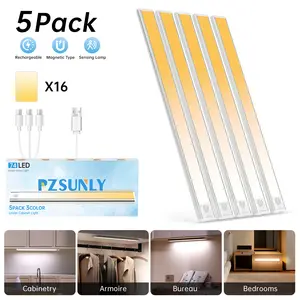 PZSUNLY USB Rechargeable LED Under Cabinet Light, Magnetic Wireless Night Light with Motion-Sensor Function, Suitable for Corridor, Stairs, Bedside, Wardrobe, Decorative  Sensor Light