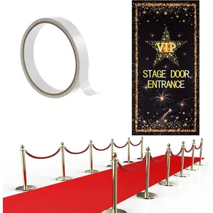 Red Carpet Runner 2.6 x 15 ft Not Slip Red Aisle Runner VIP Stage Door Entrance Cover Movie Theme Party Accessory 55 GSM Thickness with Carpet Tape for Film Carnival Wedding Decoration