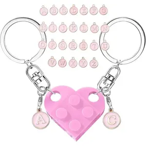 Cute Heart Design Keychain,Includes 26 letter pendants,Geometric Decor Keychain for Men & Women, Gift for Birthday Party
