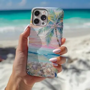 Pastel Sunset Shell Beach TPU Smartphone Cover - Protective Handheld Casing for iPhone 13/12/11/14/15/16/17, Phone Accessories with Full Protection, Ideal Holiday Gift for Friends