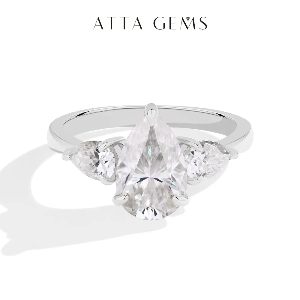 Women's 3CT D Color VVS1 Clarity Pear Shape Synthetic Moissanite Solitaire Engagement Ring - Elegant Bridal Jewelry, Ideal Birthday Gift, Artificial Gemstone Ring R198 summerwins, Moissanite Ring