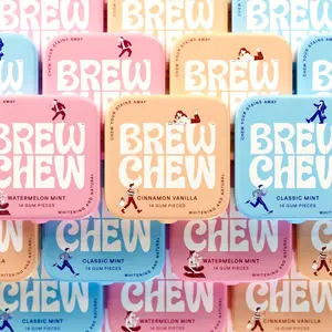All Natural Whitening Chewing Gum | Sugar Free, Enamel Support | Built-in Mirror Tin | Variety 6-Pack