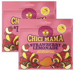 Chici Mama Strawberry Lemonade Mango Bites – Made with Real Mango | Chewy, Juicy Candy-Alternative Treat | No Artificial Colors, Flavors, or Sweeteners | Gluten-Free, Naturally Vegan & Free of Major Allergens | Better-For-You Snack | 2 Pack - 70g