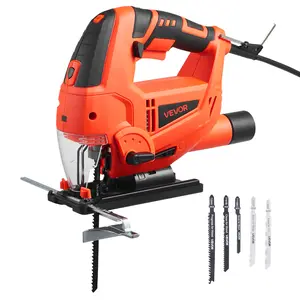 【Summervibes】VEVOR Jig Saw, 6.5 Amp, 3000 SPM Blade Speed, Electric Jigsaw with 6 pcs Blades, LED Light, 6 Variable Speed, 0- 45° Bevel Cuts, 4 Orbital Settings for Straight/Circle Cutting, for Wood and Metal