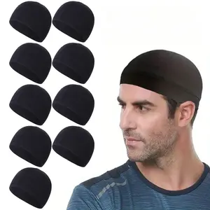 9pcs Black Color Skull Cap - Cooling, Lightweight, Breathable, Sweat-Wicking and Quick-Drying. Hat for Outdoor Sports and Work Polyester Cap Hiking Hat