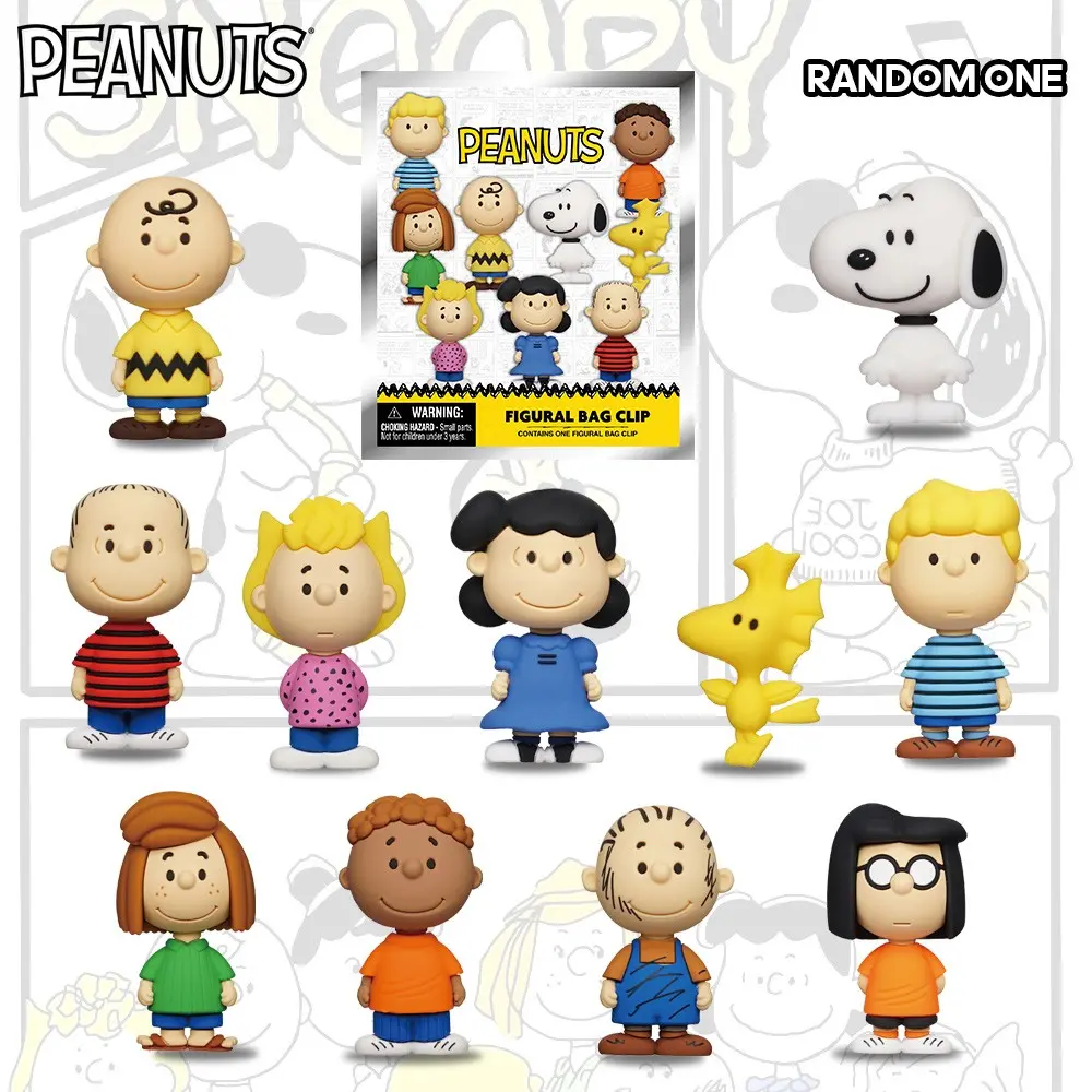 Official Peanuts Snoopy 3D Foam Bag Clip, Mystery Keychain for Bags, Backpacks Purses Lanyards, Cute Keychains, Adult Collectible Surprise Gift, Fan Favorites Edition