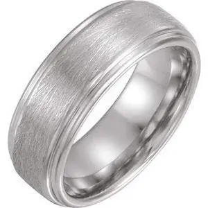 Cobalt 8 mm Flat Edge Band with Brush Finish Size 10.5