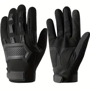 Breathable Perforated Wrist and Palm Adjustable Velcro Strap Brown Outdoor Gloves