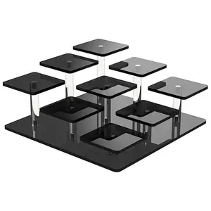 A Square Display Stand with Transparent, Black, And Colorful Options, Suitable for Small Figurines, Perfume Bottles, Collectibles, And Jewelry, Enhancing Your Desktop with a Modern Minimalist Style That Saves Space, Acrylic Display Rack