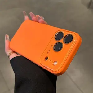 Simple solid color for iPhone 17/16/15/14/13/12 ProMax Pro Air couple phone case Comes with a built-in lens protector,Made of liquid silicone, shockproof and drop-resistant, with dopamine-inspired colors.