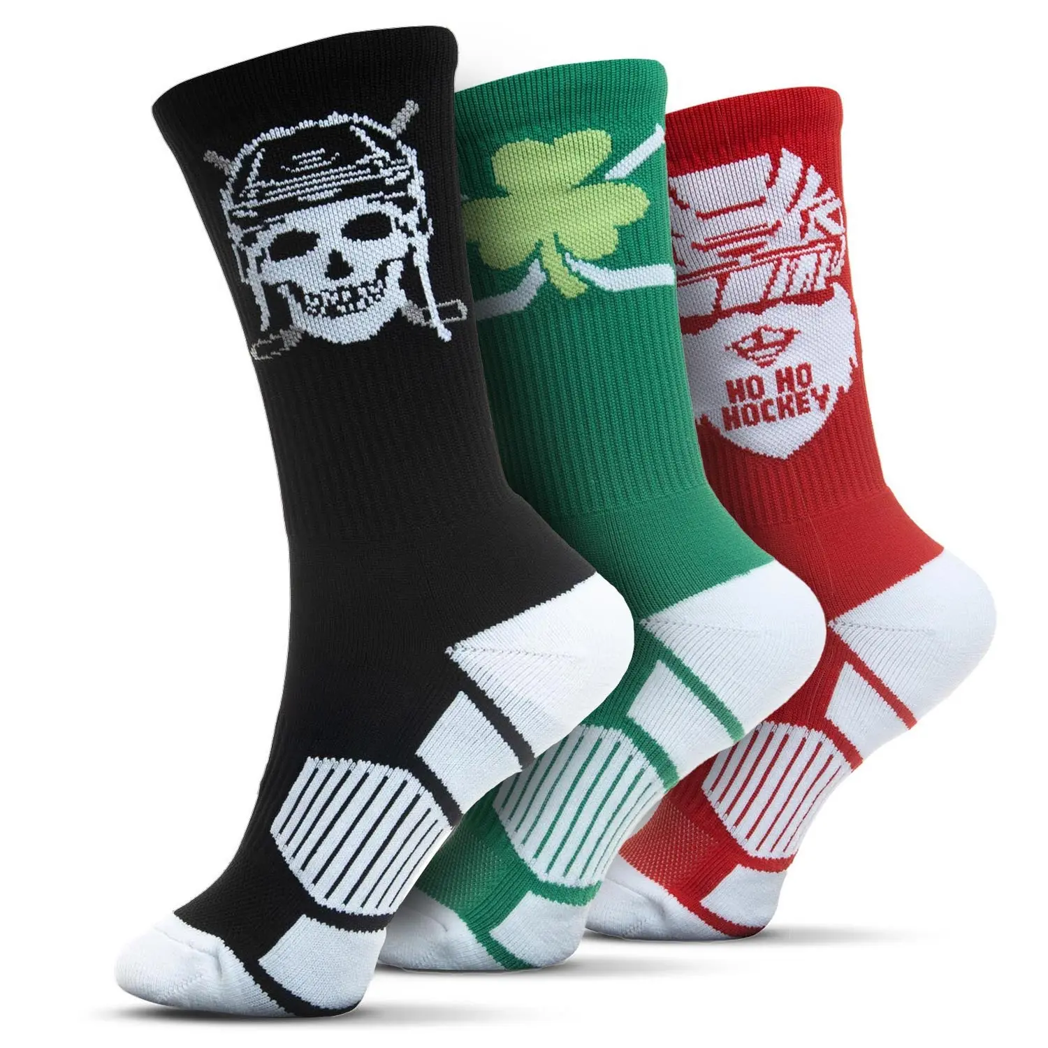 Men's Woven Mid-Calf Hockey Crew Socks Set - Festive Christmas Collection, Menswear, Performance Fabric, Supportive Arch