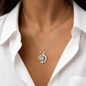 2 Pack Sun and Moon Magnetic Pendant Necklaces  Women|  Nickel-Free, Lightweight & Comfortable, Elegant Jewelry Gift  Party, Love & Back to School tiktokshopspringglowup for