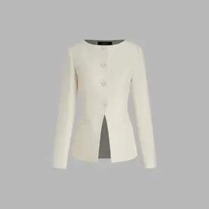 Cider [2 colors, size 2-10] Boat Neck Solid Button Split Blazer