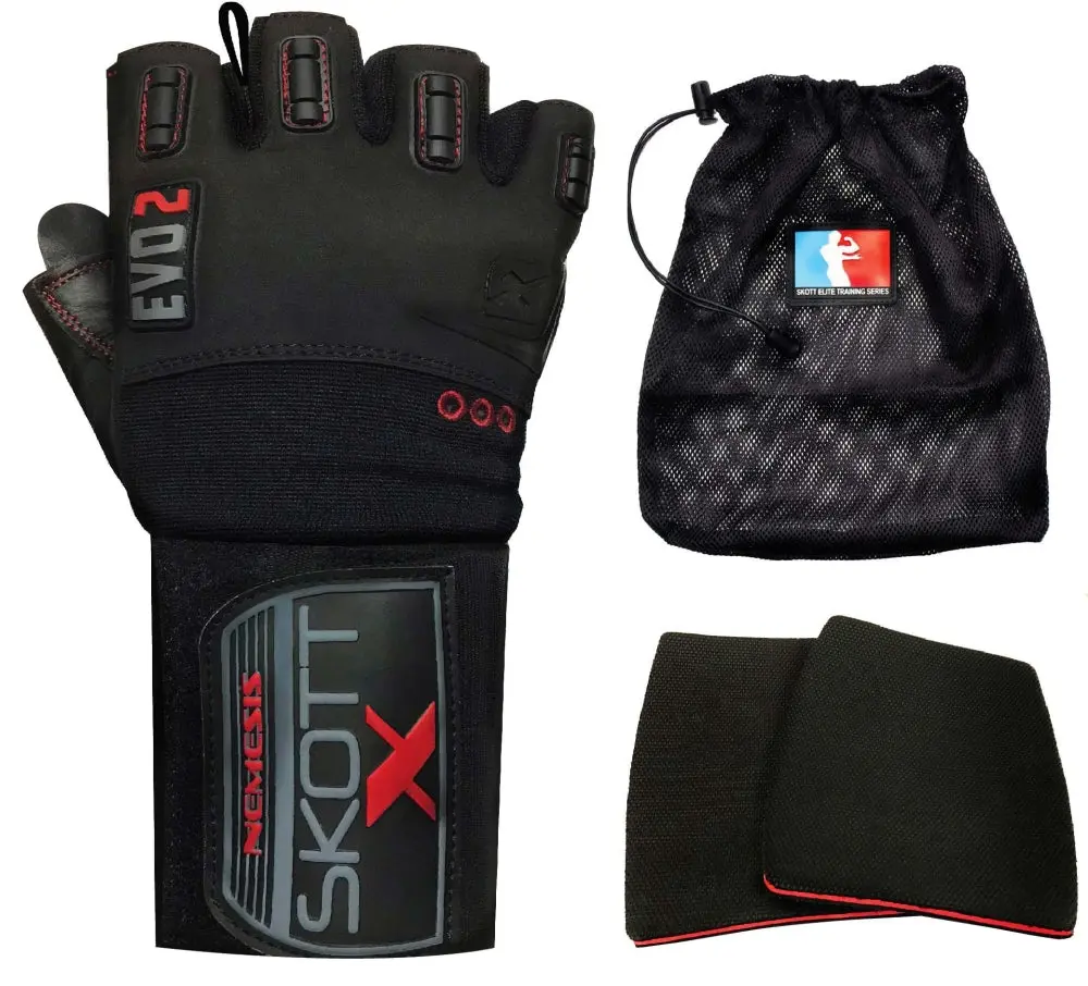 Skott Nemesis X Weightlifting Gloves Gym Gloves with Extended Wrist Wrap Support, Durable Grip and Breathable Design for Training, Fitness & Bodybuilding Unisex