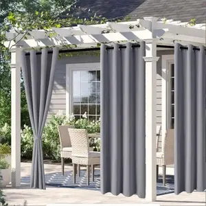 Modern Style Outdoor Waterproof Sunproof Curtain, Breathable Mesh for Porch Gazebo Pergola, UV Protection Rainproof Mold Resistant, Gazebo Curtains
