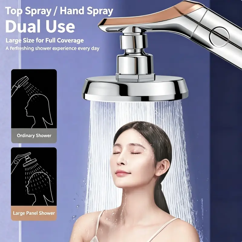 Pressurized Rain Shower Head Set – High-Pressure Handheld Shower with Booster, Home Bathroom Water Heater Compatible, Complete Shower Kit showerhead Output Chlorine-Free