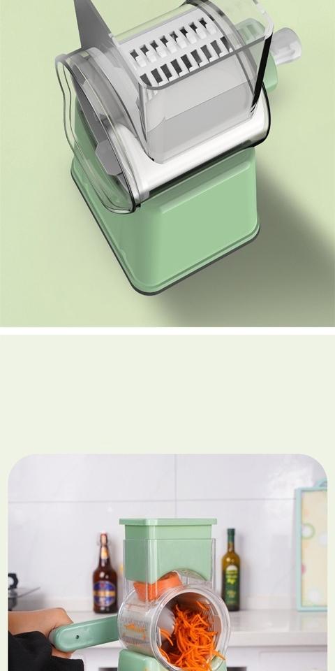 Tekinor Rotary Grater with Handle, 6 Well-Designed Blades, Strong Suction Cup Base, Vegetable Grater & Mandoline Slicer - Kitchen Utensils