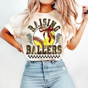 Retro Softball Baseball , Raising Ballers , Game Day Softball , Baseball Coquette Bow , Baseball Mom , Funny Baseball  T-shirt