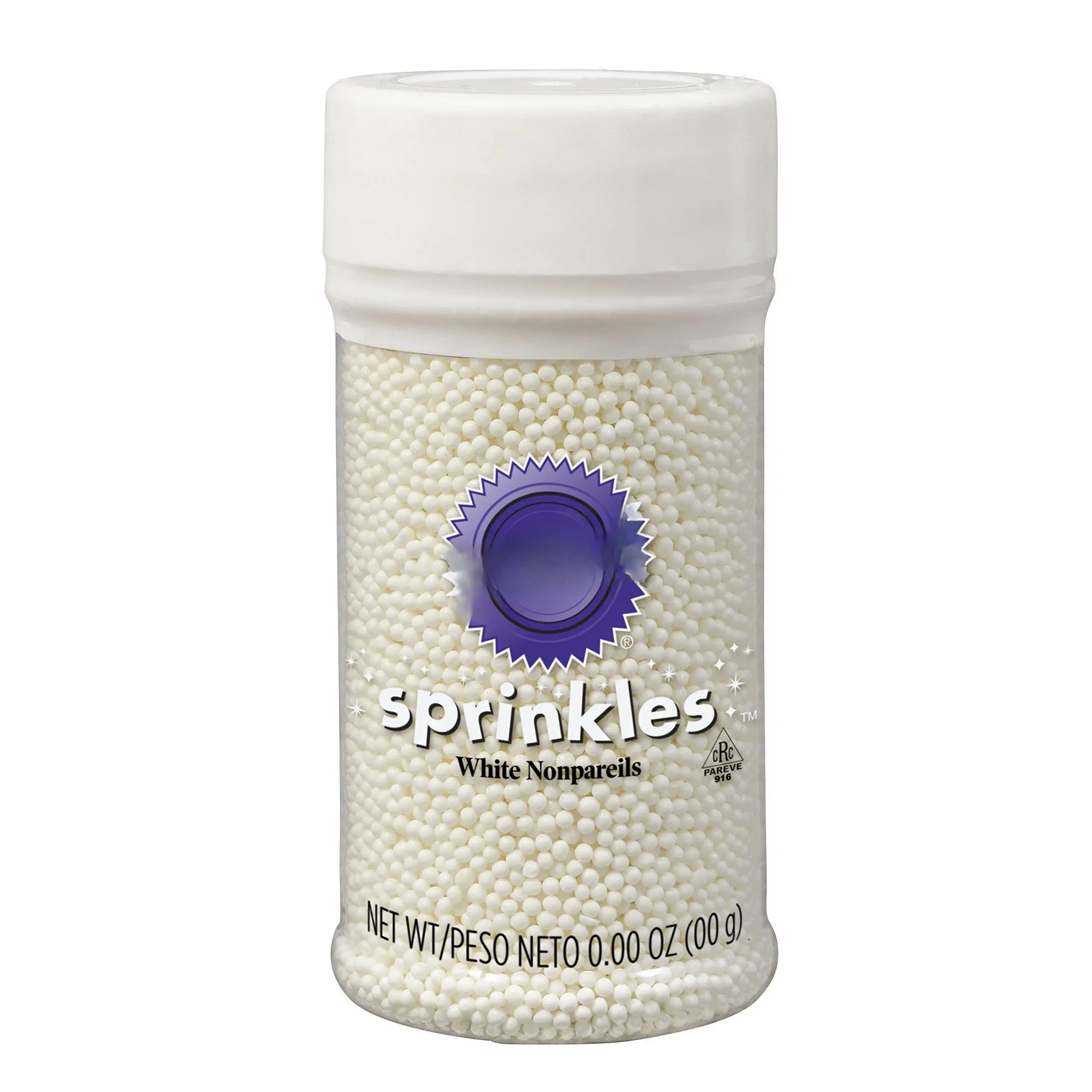 White Nonpareils  3 Oz. - Cake Decorating Supplies