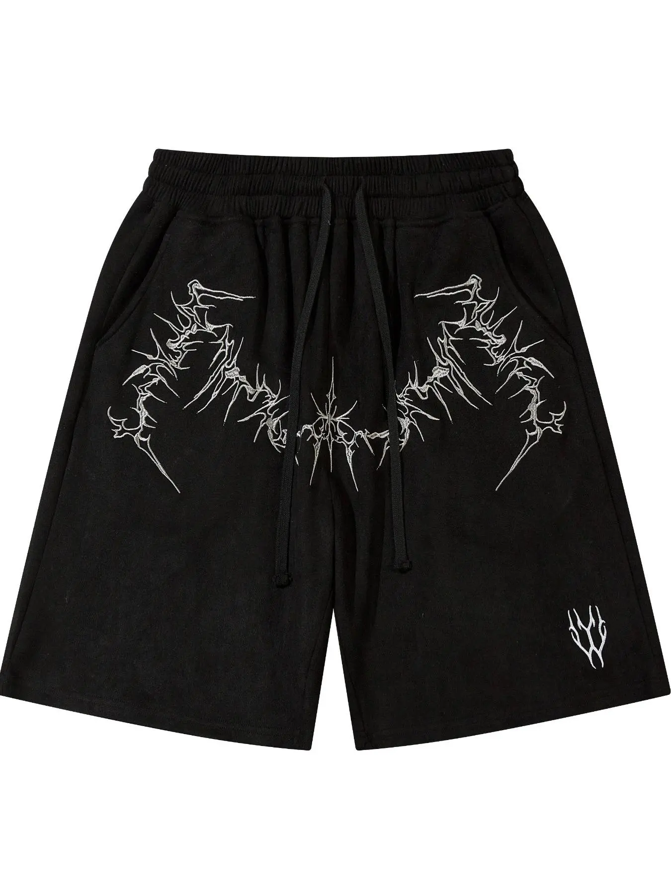 Men's Embroidery Shorts, Loose Casual Comfy Breathable Stretchy Shorts for Summer, Men's Bottoms for Daily Wear, Solid Colour Shorts, Elastic Loose Shorts, Embroidered Shorts, Casual Fashionable Shorts, Summer Style Shorts