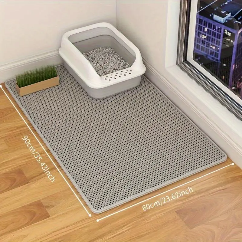 Extra-Large Dual-Layer Cat Litter Mat - EVA Material, Anti-Splash & Leak-Proof Design, Perfect for Indoor Cat Litter Boxes