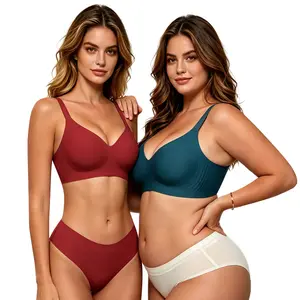 AsFairy Women's 33 Sizes High Coverage Seamless Bras Fit All Bust Shapes Wireless No Underwire Jelly Comfort Everyday Adjustable Bra Push Up Breathable Smooth Underwear Womenswear Soft Fit Smooth Yarn Basic Lady Underwear