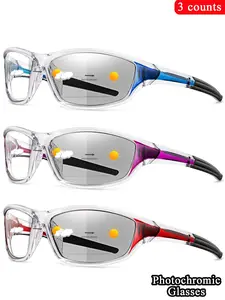 Unisex Stylish Light Change Color Sunglasses, Trendy Casual Tinted Lens Sunglasses for Everyday Use, Fashion Accessories for Outdoor Activities, Sleek Rectangular Sunglasses