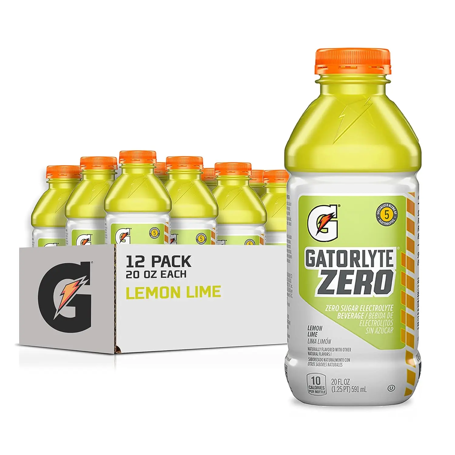 Gatorade Gatorlyte Zero Sugar Electrolyte Drink, Lemon Lime, 20 oz (Pack of 12) - 5 Electrolyte Hydration Support, 15 Calories