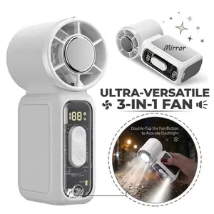 W&O Handheld Fan with Mirror & Flash Light, 199 Adjustable Levels Foldable for Summer Travel Vacation Essentials& Outdoor Activities, Small Personal Fan for Women's Makeup, Cool fan