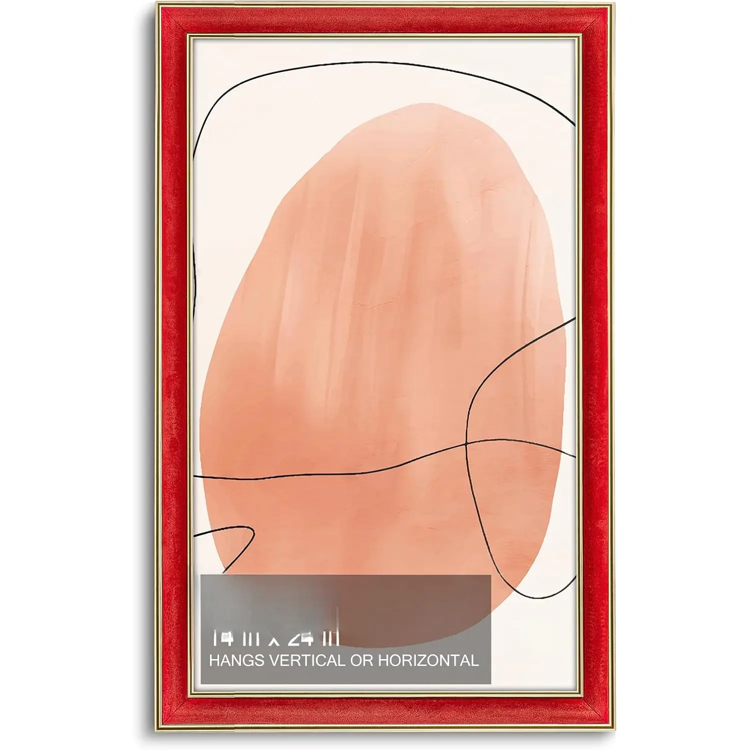 Arc-Shaped Suede 14x24 Frame - Single Frame, Christmas Elegant Red 14 x 24 Poster Frame, 14x24 Picture Frame for Artwork, Puzzles, Photos, and Movie Posters