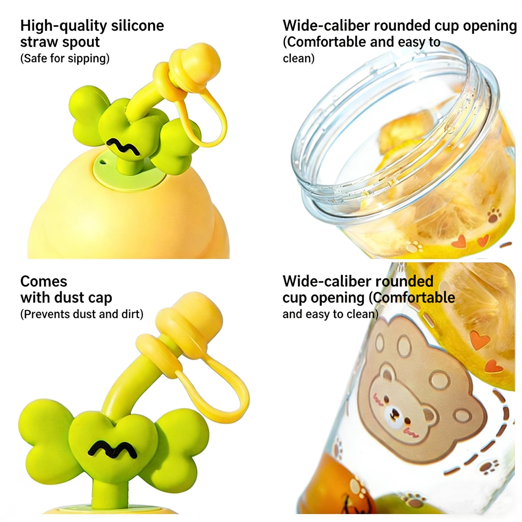 750ml Large Capacity Cute Straw Cup with Lid, Leakproof Silicone Straw Tumbler, BPA-Free Portable Water Bottle for Summer Iced Coffee, Smoothie, Bubble Tea, Travel & Daily Use