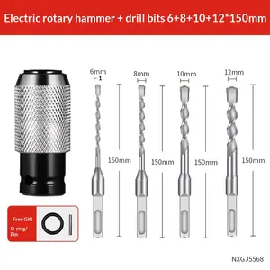 Electric Hammer to Electric Drill Converter, Electric Wrench Adapter, Impact Wrench to Electric Hammer Adapter, Electric Drill Wrench to Electric Hammer Conversion Adapter, Pneumatic Hammer Socket Adapter, Includes Four Impact Drill Bits