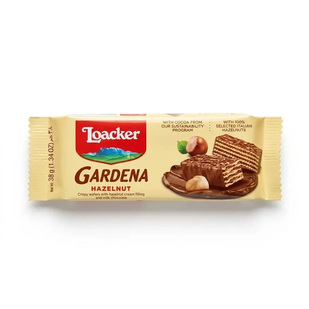 Loacker Gardena Crunchy Hazelnut Milk Chocolate Wafer Biscuit Cookies, 1.34oz Snack Packs for All Ages, Chocolate Cookies, Biscuit Cookie