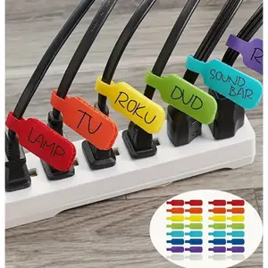 40 PCS Wire Markers - Writable Cable Labels with Hook, Loop for Easy Organization Cable Labels, Mixed Colors Waterproof Wire Tags, Self-Adhesive Cord Labels for Cable Management, Printable and Handwriting-Friendly