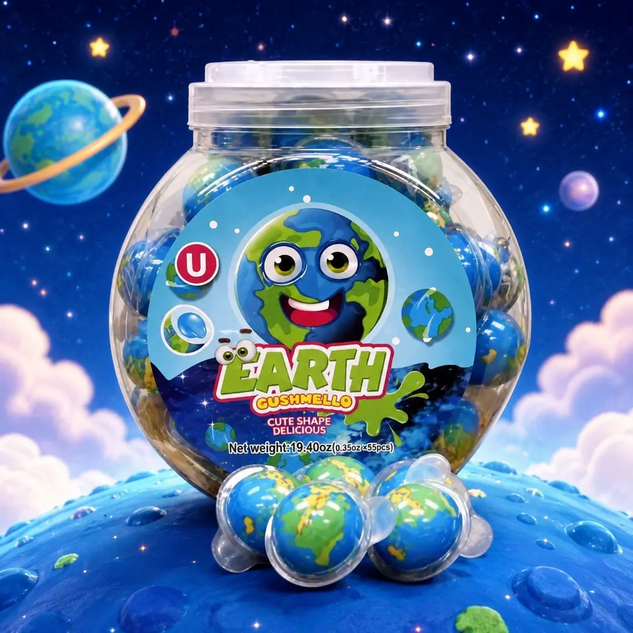 Giant Earth Planet Liquid-Filled Gummy Snacks
