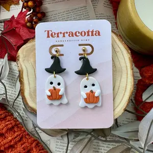 Ghost Polymer Clay Earrings, Witch Earrings, Halloween Earrings, Cute Ghost Earrings, Fall Earrings, Spooky Earrings, Witchy Ghosts