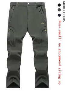 Men's Solid Button Fly Zipper Pocket Thermal Lined Pants, Quality and Comfort, Regular-fit Casual Windproof Warm Trousers for Outdoor Activities, Men's Bottoms for Winter, Casual Streetwear Trousers