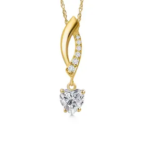 Gem Stone King 10K Yellow Gold 5MM Heart Shape Gemstone Birthstone and White Lab Grown Diamond Infinity Pendant Necklace For Women | Gold Necklace For Women | With 18 Inch Gold Chain