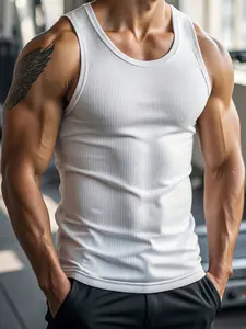 Plus Size Mens Tank Tops Big and Tall Sleeveless Textured Gym Tank Tops Vest Summer Solid Muscle Workout T Shirts Pullover Athletic Workout Clothing Athletic Activewear