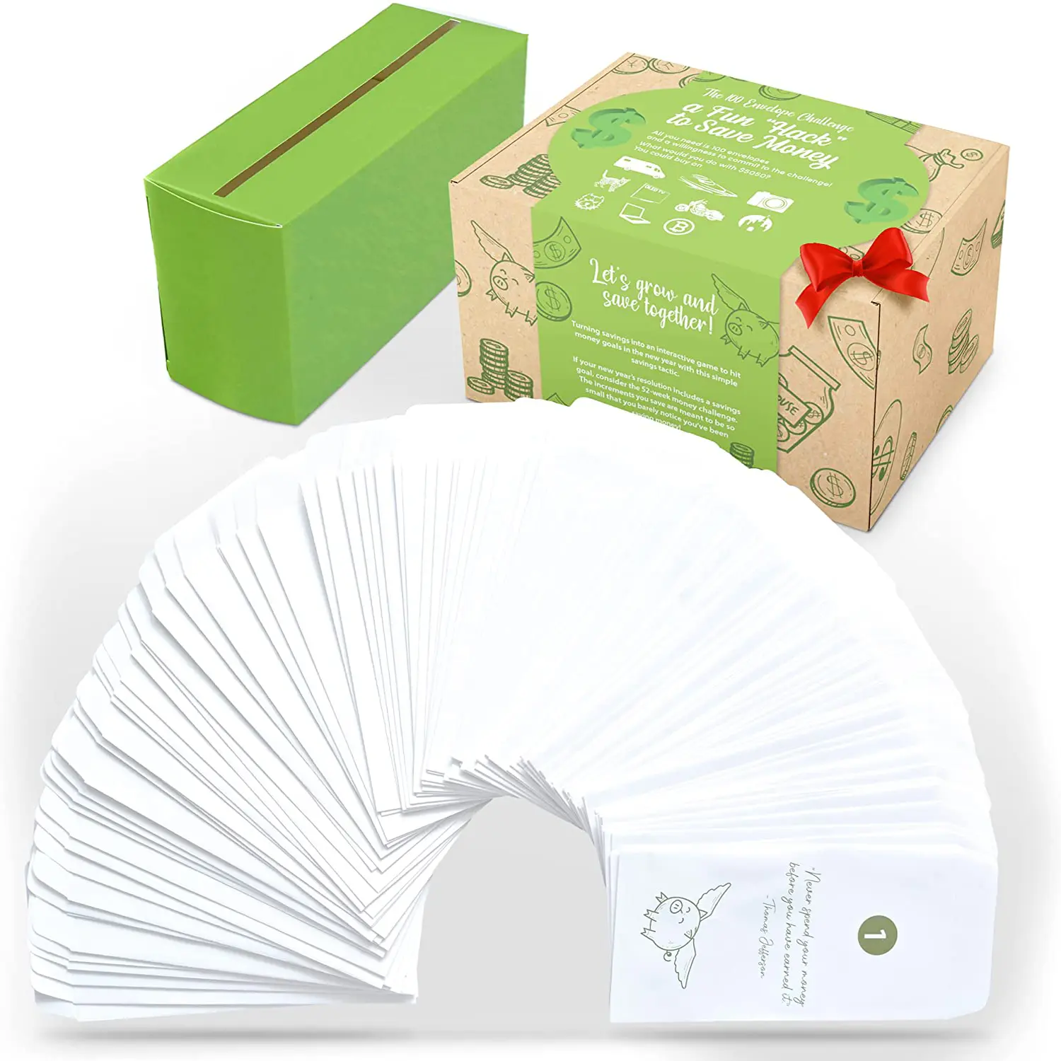 100-Envelope Money Saving Challenge Kit, Office Stationery Supplies, Accounting Supplies - Money Envelope Savings Tool for Adults, 100 Day/52 Week Challenge, Simple Route to $5050 Savings Target, Savings Challenge Planner