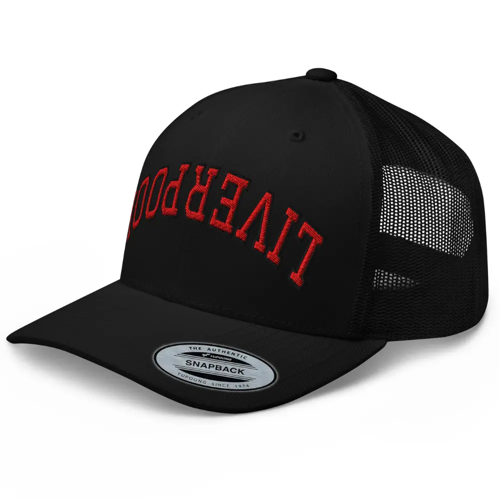 RIVEMUG NX Liverpool Upside Down Embroidered Curved Bill Trucker Hat Mid Crown Adjustable Cap
