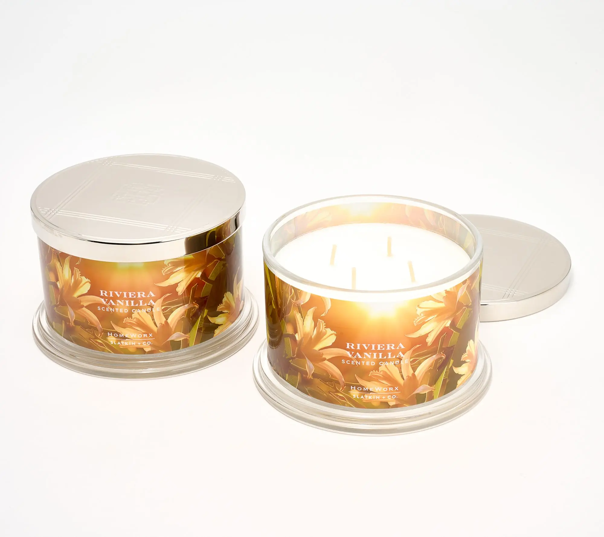 HomeWorx by Slatkin + Co. S/2 18oz Rivera Vanilla Candles