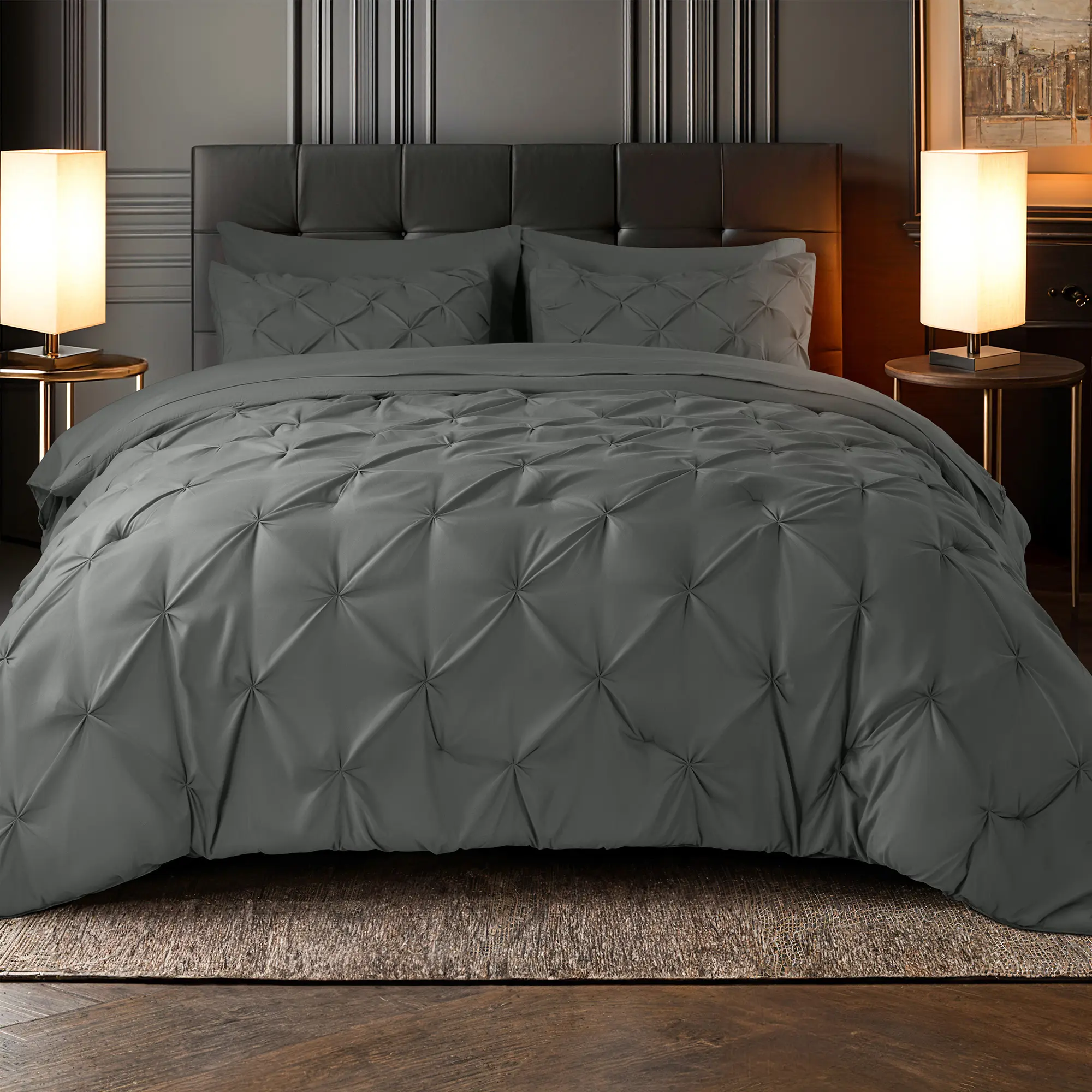 Shilucheng 7PCS Luxury Microfiber Bedding Set Ultra Soft All Season Breathable Duvet Set Cloud Like Hotel Quality Bedroom Bedding Set with Elegant Geometric Pintuck Design Multi Color Machine Washable Soft Bedding Set outdoorfun,summerwins