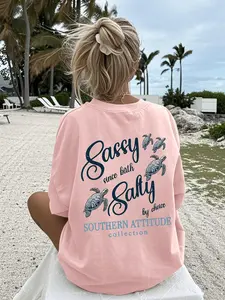 Women's Casual Loose Fit Round Neck T-Shirt, Cute Turtle Print, Soft Breathable Fabric, Perfect for Daily Wear, Beach Vacation Top