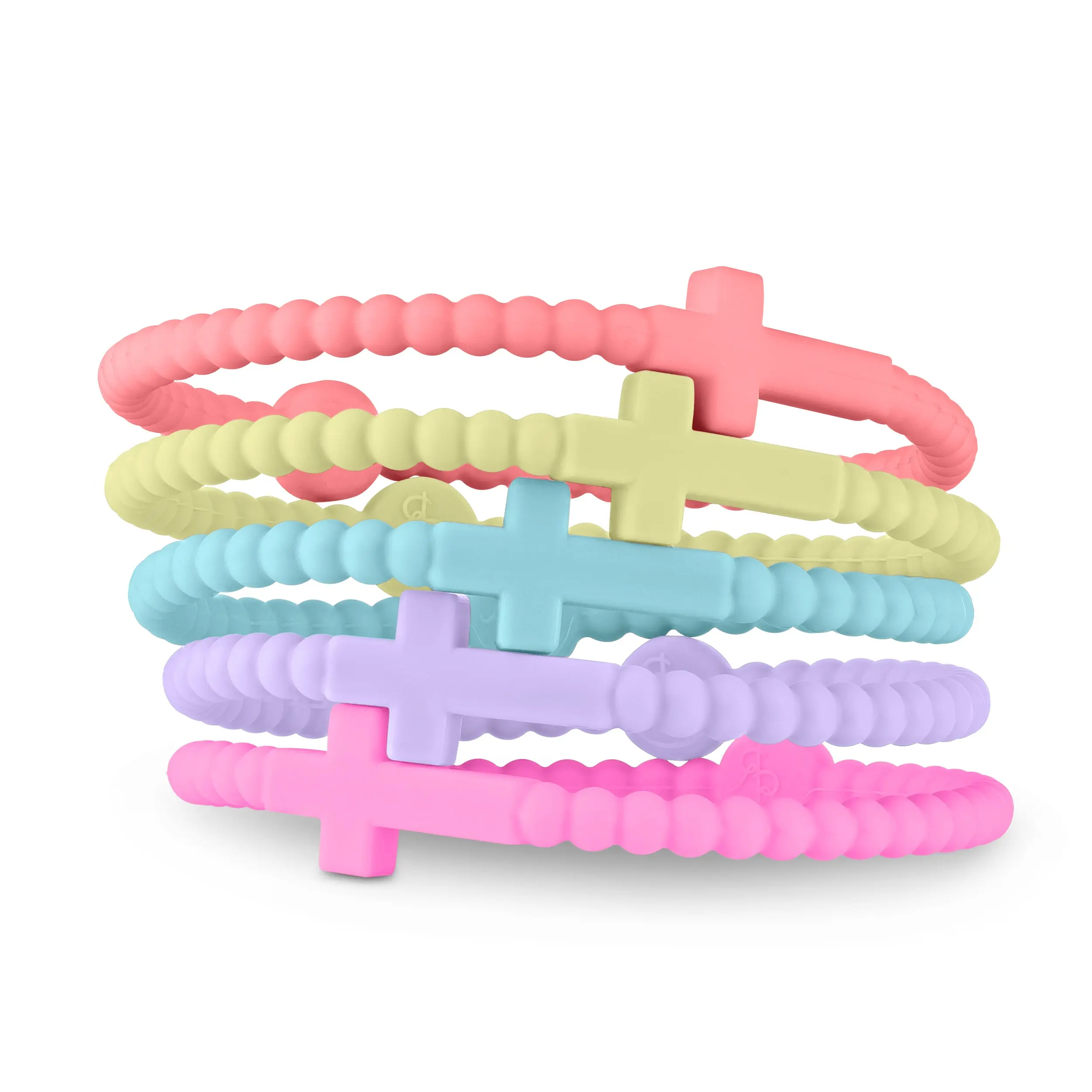 Women's Macaron-Colored Soft and Comfortable Silicone Cross-Motif Wristband Stacks, Elastic Stackable Bangles, Colorful Bracelet Stack, Everyday Wear Fashion Jewelry Accessory with Vibrant Elements Elastic Bracelets Multicolor Stackable Bracelets