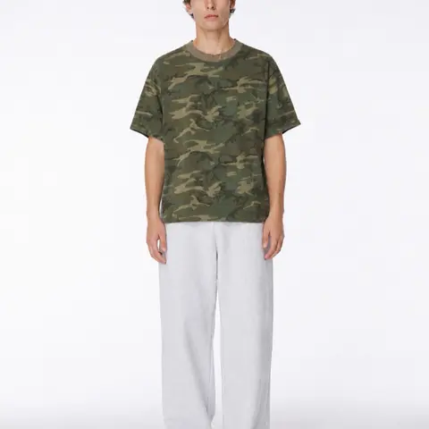 Men's Cotton Loose-Fitting Camo Distressed Short-Sleeve Round-Neck Casual T-Shirt - Layer-Friendly Classic Fit Menswear Top