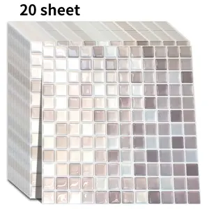 20pcs 3D Crystal Drop Glue Wall Stickers, Self-AdhesiveMosaic Wallpaper, Waterproof & Heat Resistant, ldeal forKitchen,Bathroom, Room Decor,Home Decor-Khaki