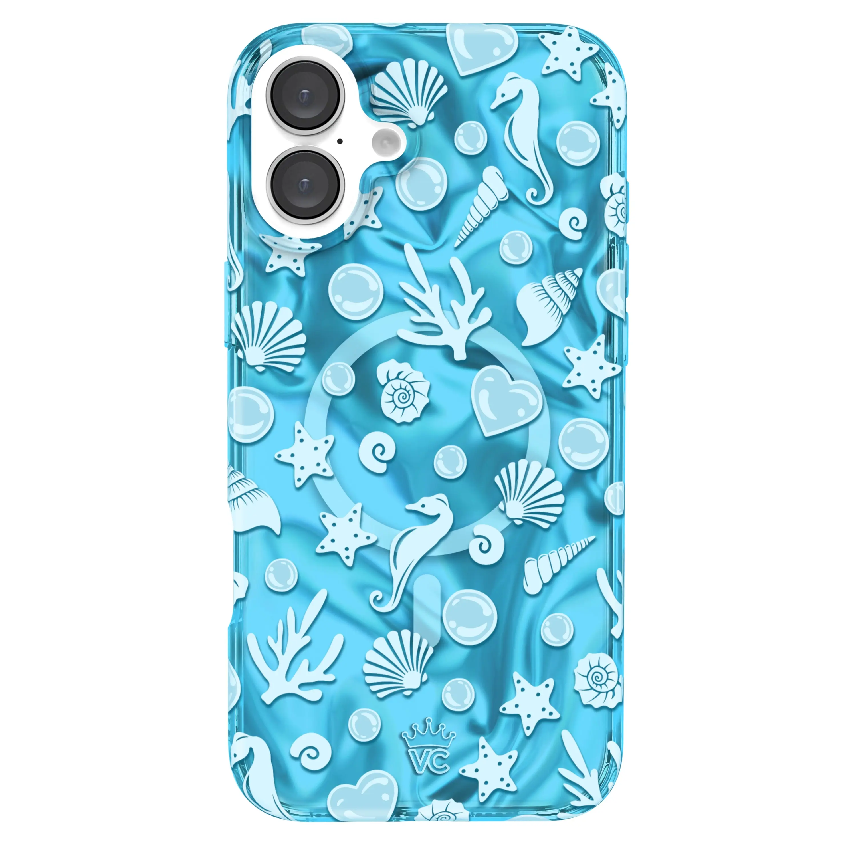 Velvet Caviar Group Inc Aquamarine Holo Coastal Cellphone Patterned Case - Protective, Cute Phone Accessories, Wave-Designed Protector for iPhone Devices (Phone Aesthetic)